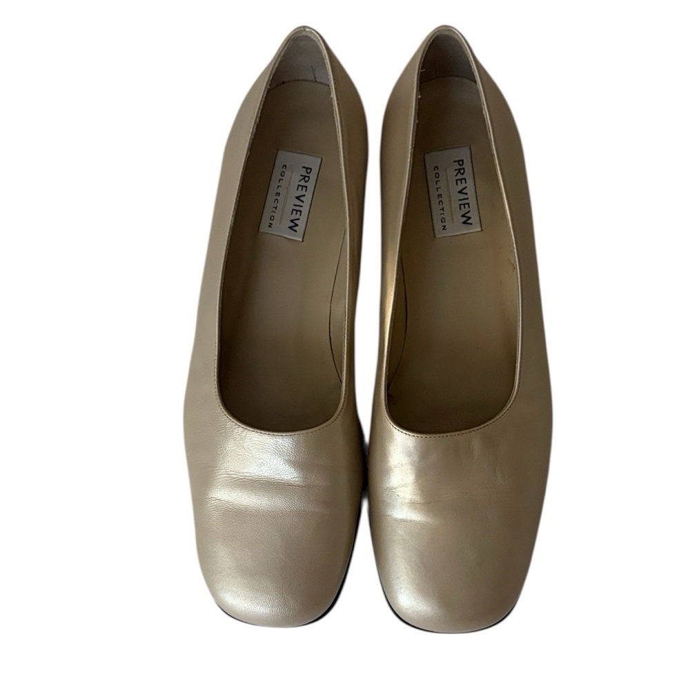 Preview Made In Italy low heel pewter leather pumps,square rounded toe,10.5 M